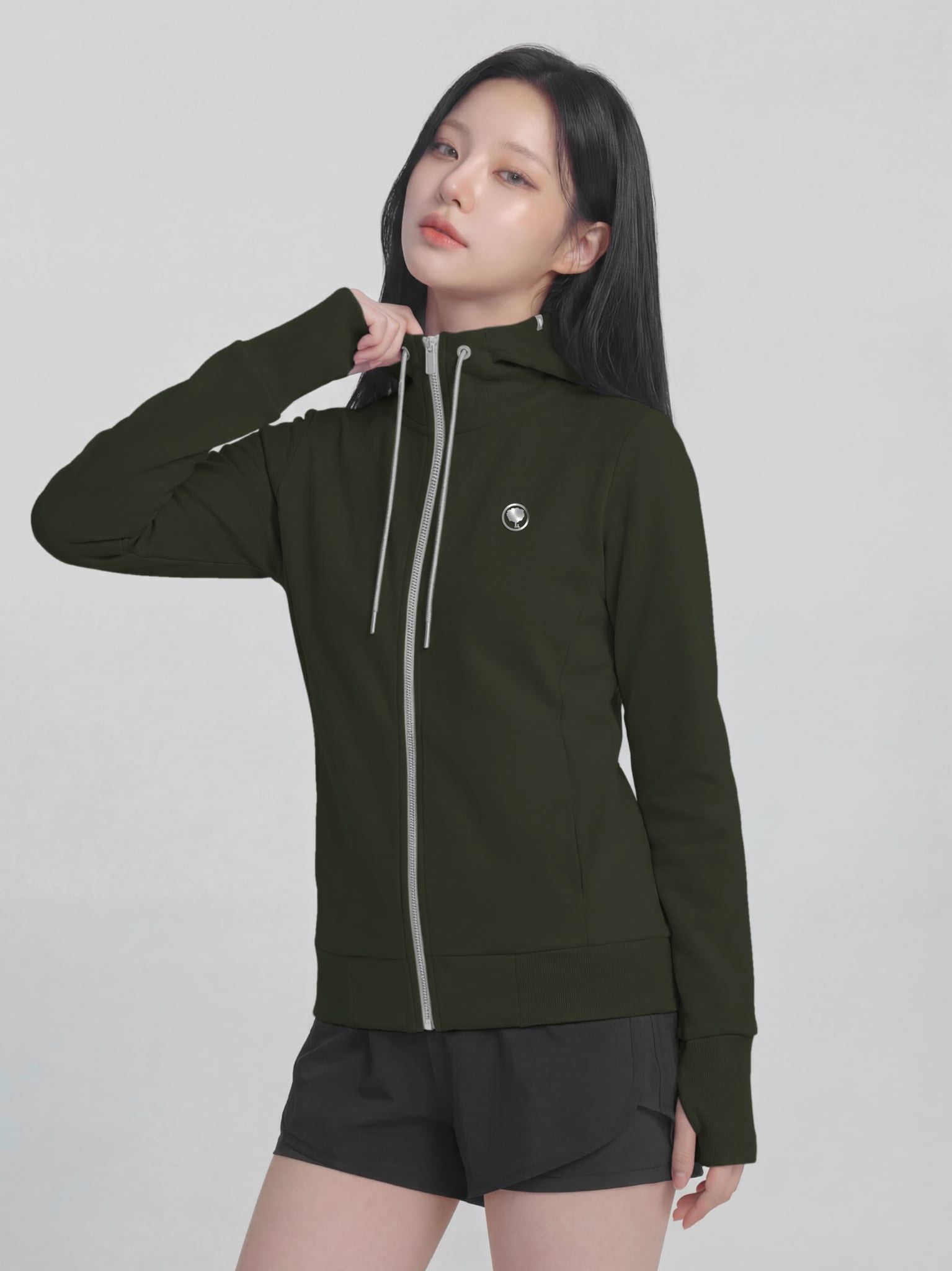ÁO KHOÁC COTTON NỮ CHỐNG NẮNG 99,95% HOODIE WINGS - LIMEORANGE - Olive Đậm