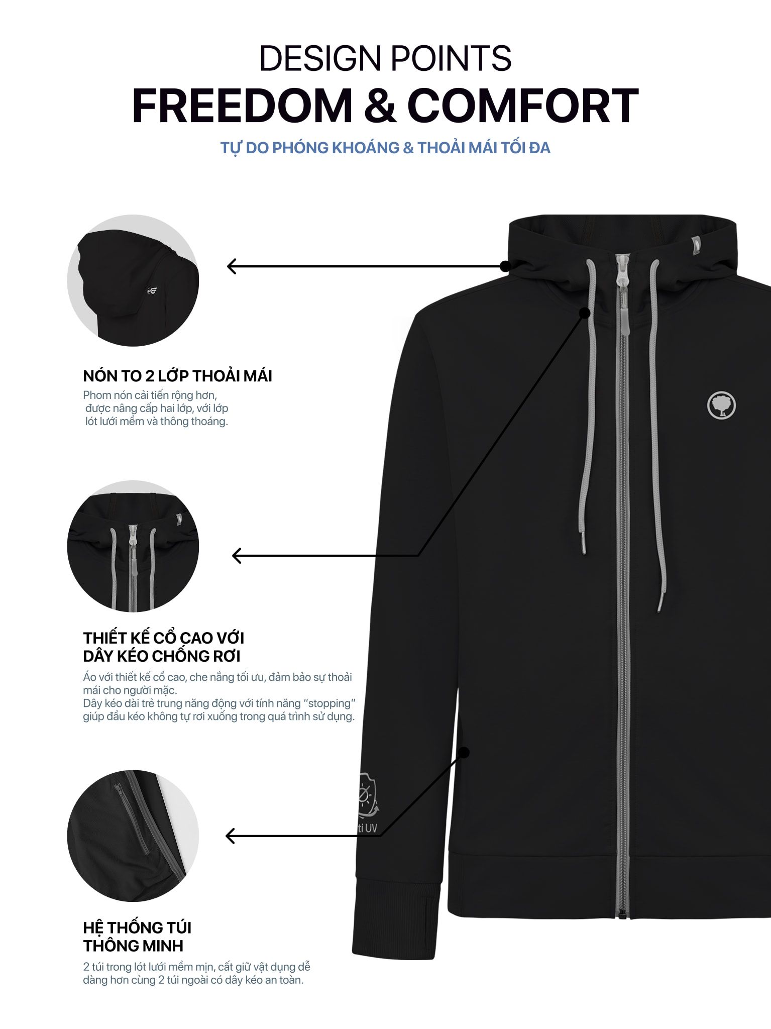 ÁO KHOÁC COTTON NAM CHỐNG NẮNG 99,8%  - HOODIE WINGS