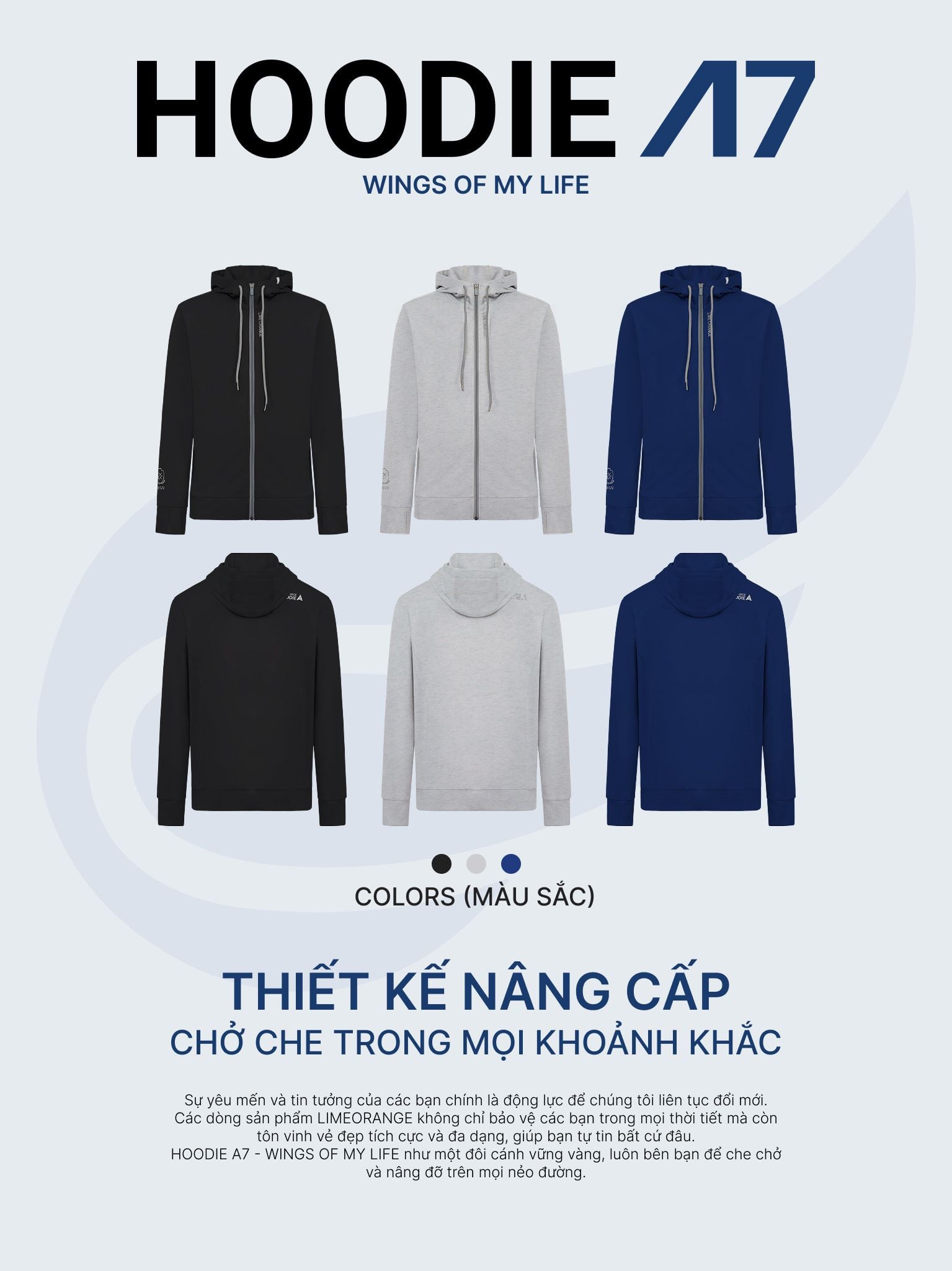 ÁO KHOÁC COTTON NAM CHỐNG NẮNG 99,8% - HOODIE A7 for Men