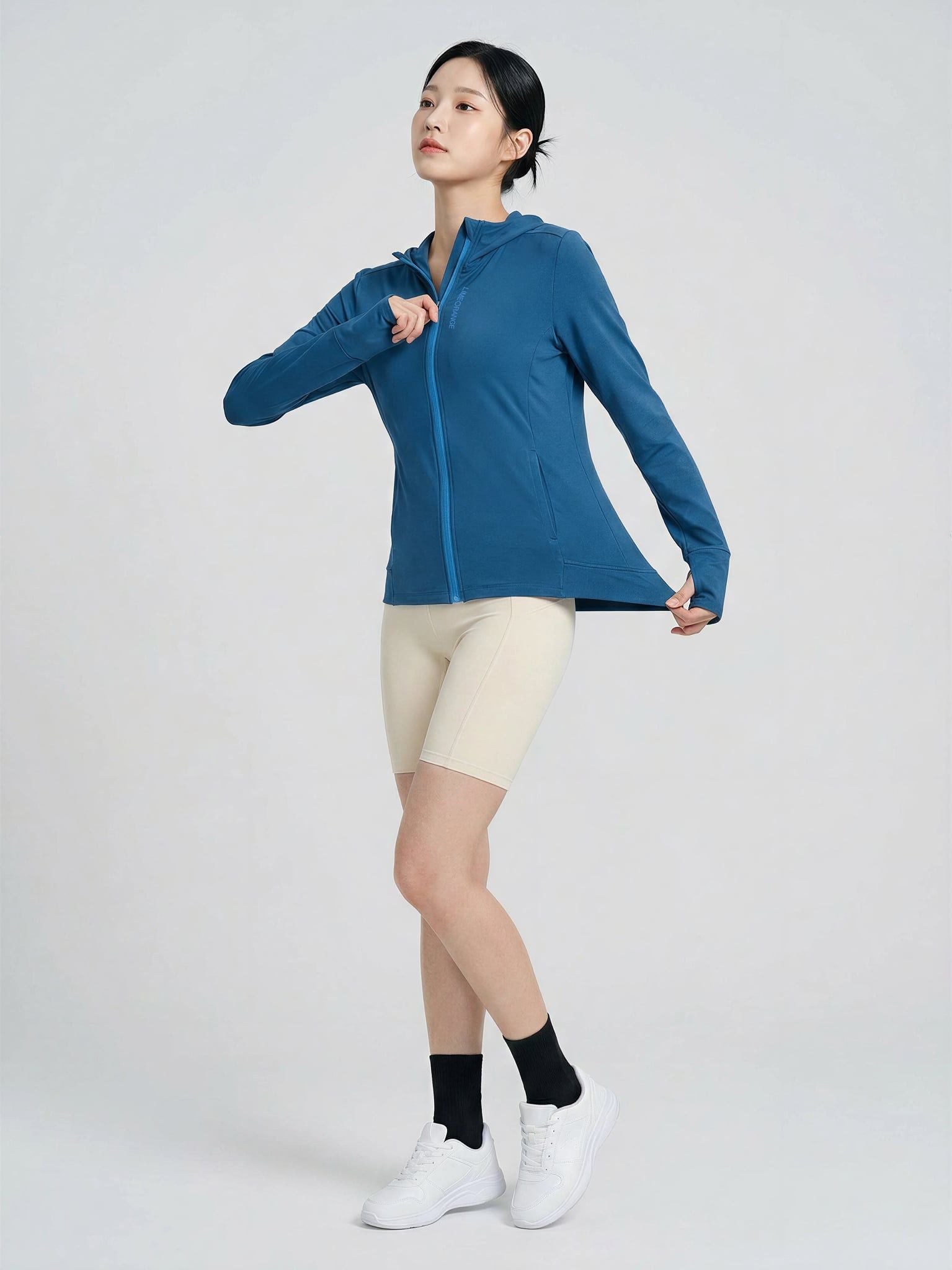 Áo Khoác Nữ Vải Co Giãn Chống Nắng, Chống Tia UV Aerocool Hoodie LIMEORANGE - Mino Navy