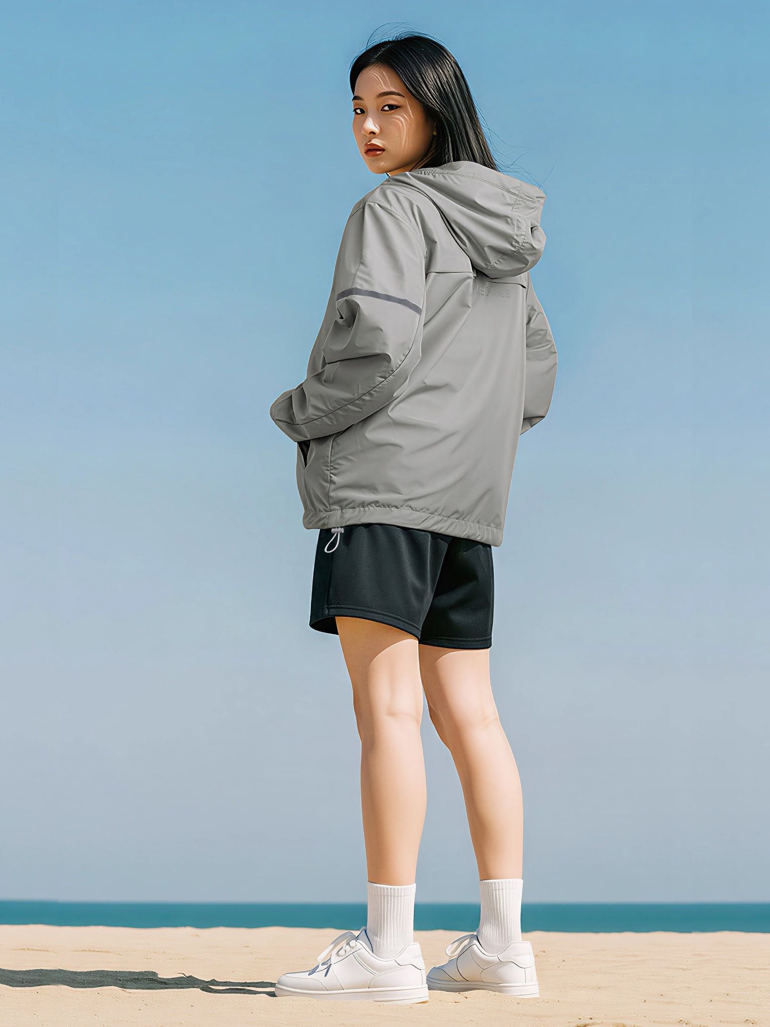 Áo khoác dù phản quang - Windstopper 8 for Women - Xám