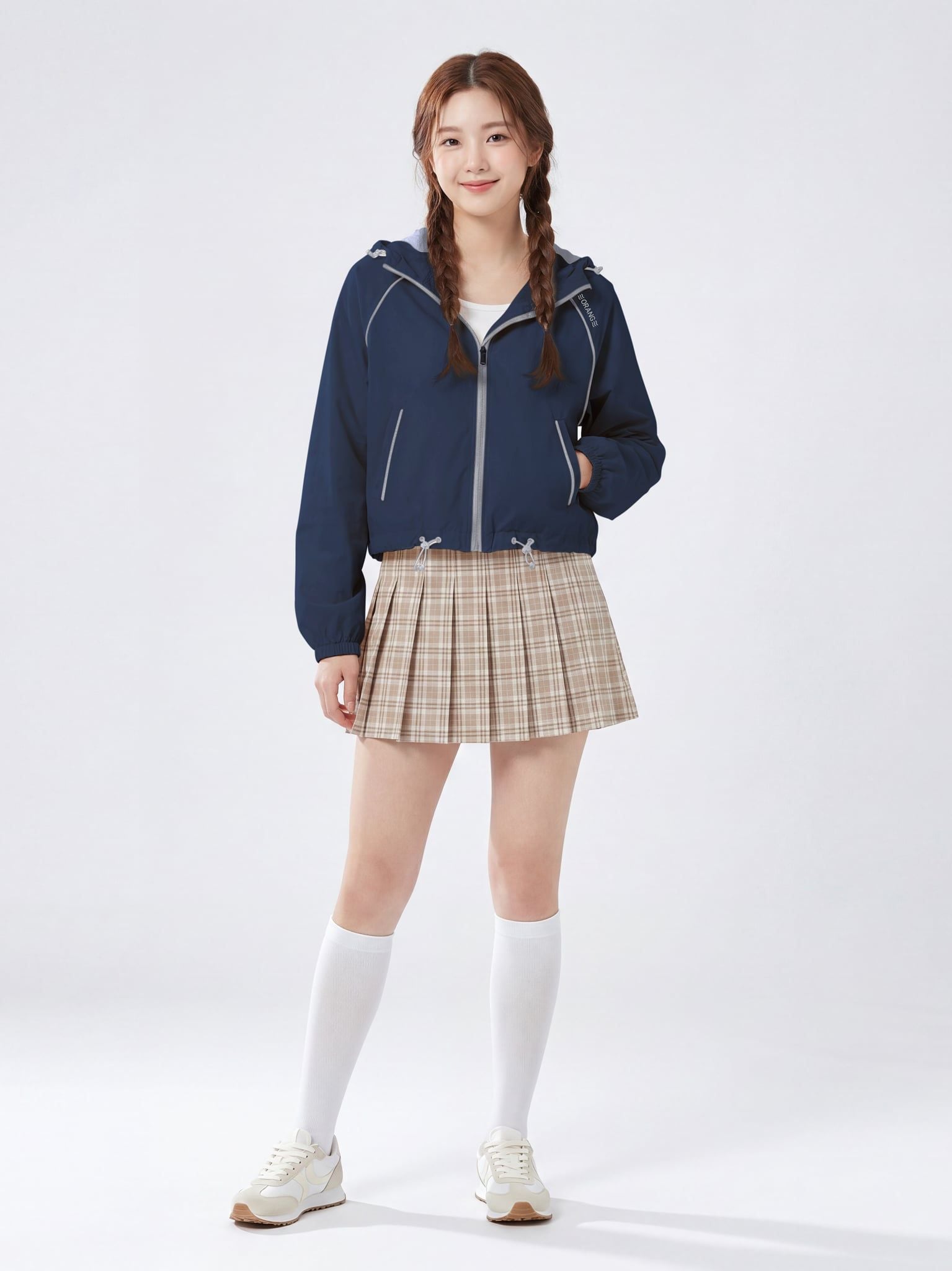 Áo Khoác Dù Nữ Dáng Lửng Chống Nắng Trượt Nước Windstopper 10 LIMEORANGE - Navy