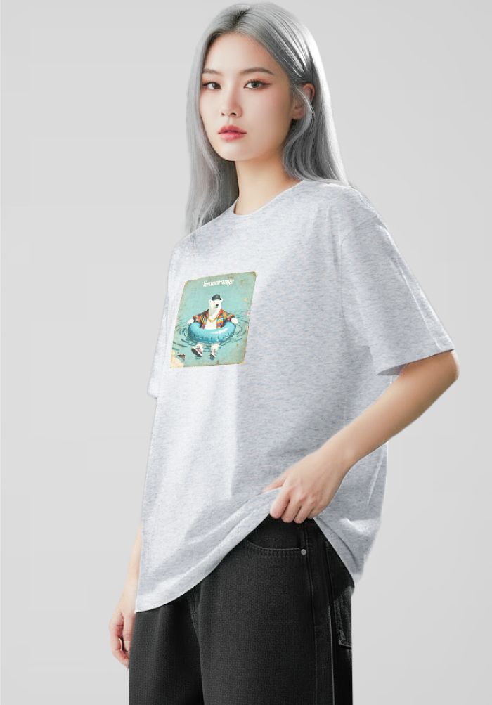 Áo thun hình in nam nữ phom Boxy - Urban Bear Club Collection - Melange Xám