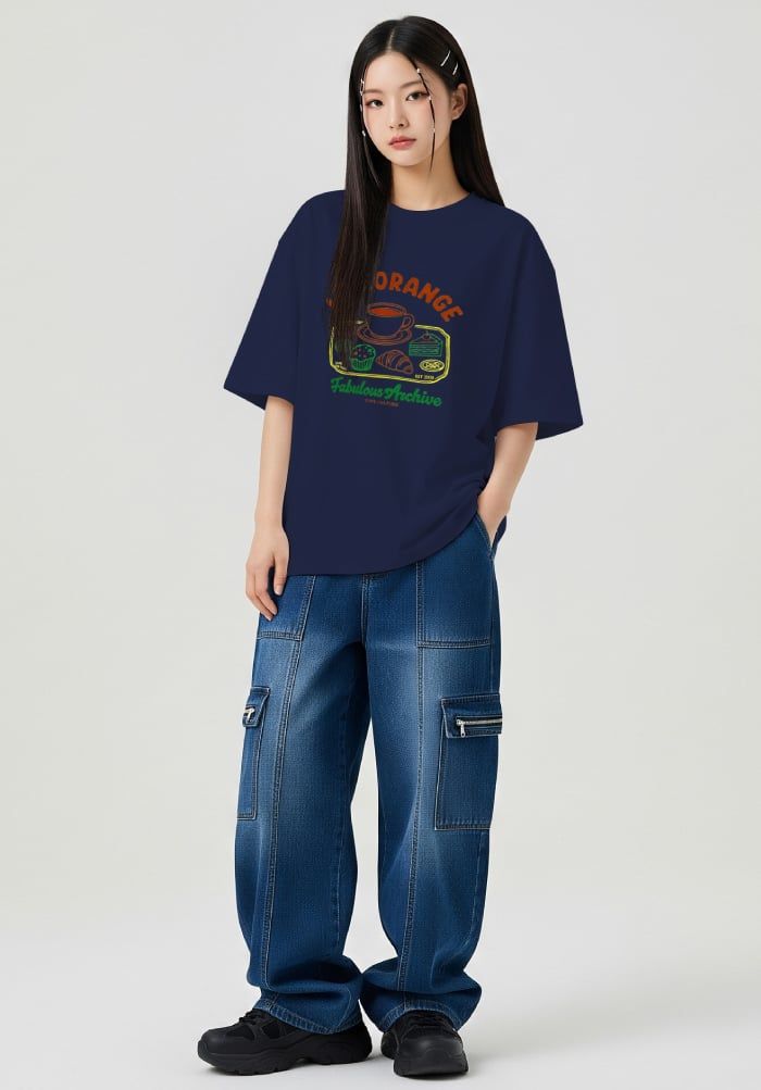 Áo thun hình in nam nữ - Timeless Themes, Endless Styles. T-shirt - Xanh Navy