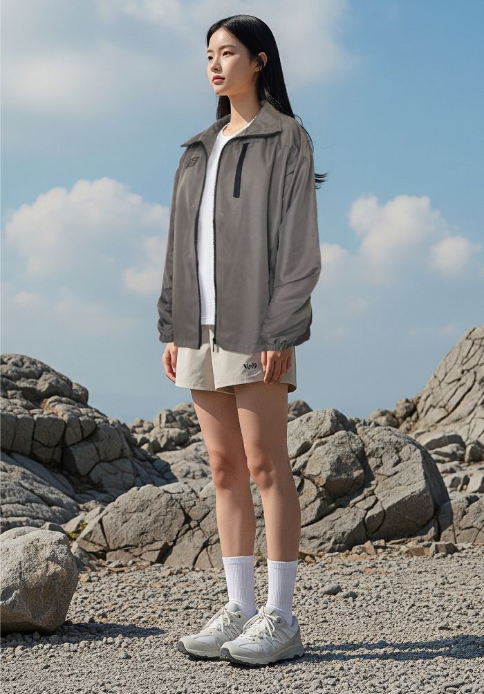 Áo Khoác Dù Nam/Nữ Không Nón - Urban Bomber Windbreaker - Xám Đậm