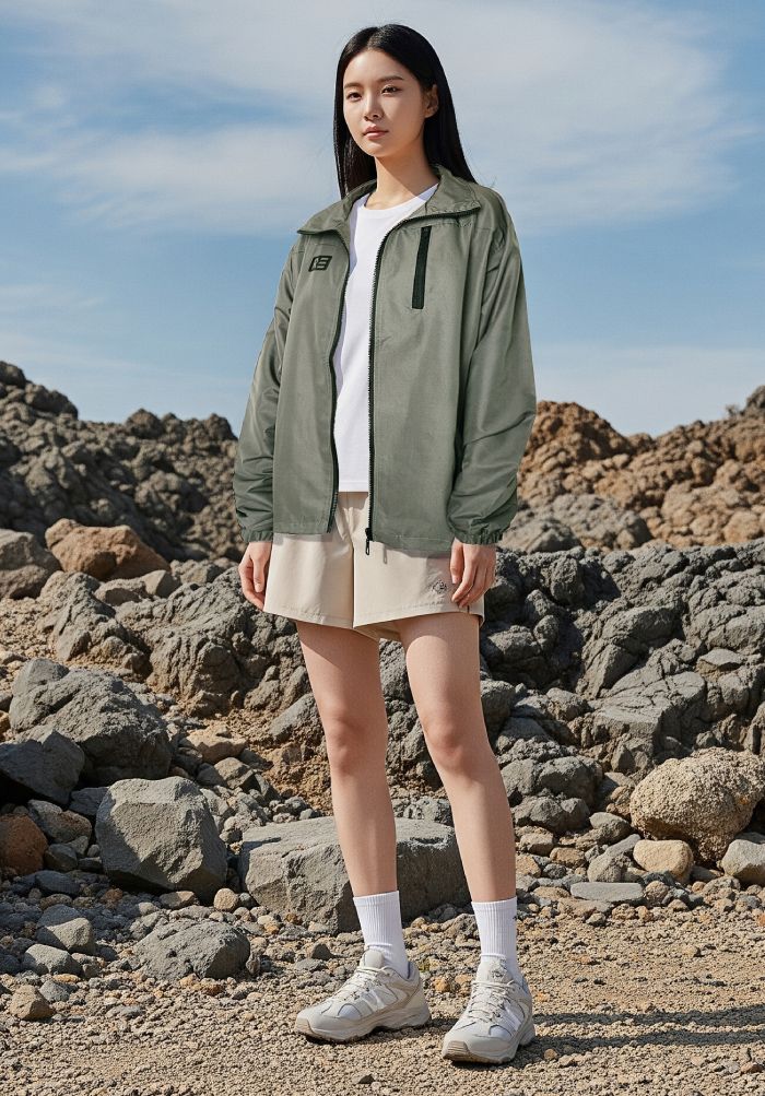 Áo Khoác Dù Nam/Nữ Không Nón - Urban Bomber Windbreaker - Xanh Lá Đậm