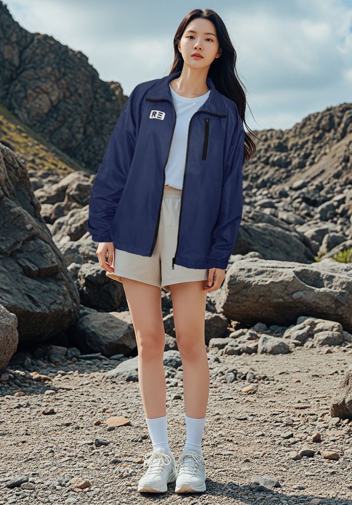 Áo Khoác Dù Nam/Nữ Không Nón - Urban Bomber Windbreaker - Xanh Navy