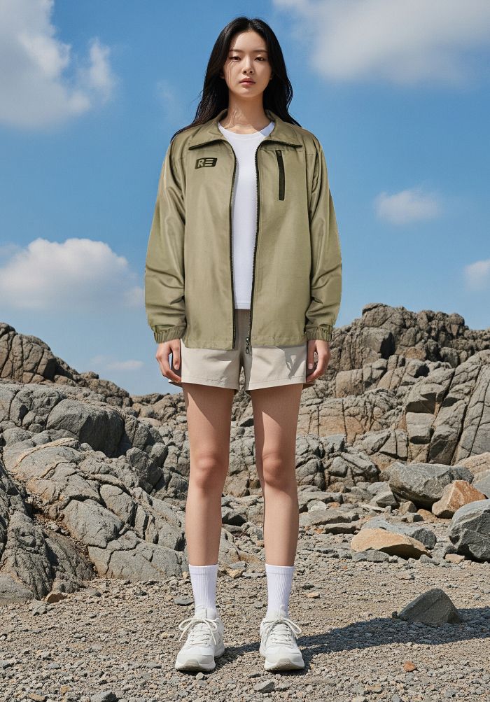 Áo Khoác Dù Nam/Nữ Không Nón - Urban Bomber Windbreaker - Nâu Nhạt