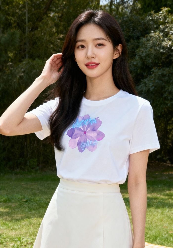 Áo thun hình in nữ - Bloom & Cute T-shirt - Trắng