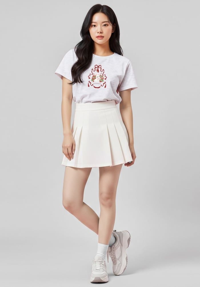 Áo thun hình in nữ - Bloom & Cute T-shirt - Melange Xám