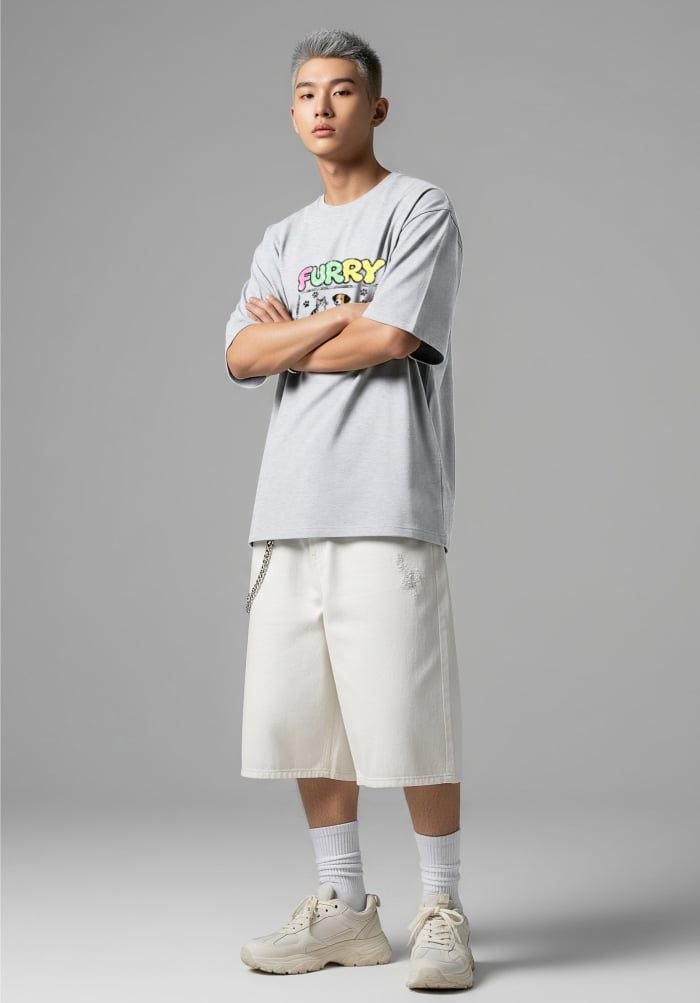 Áo thun hình in phom Boxy - Retro vibes T-shirt - Đen