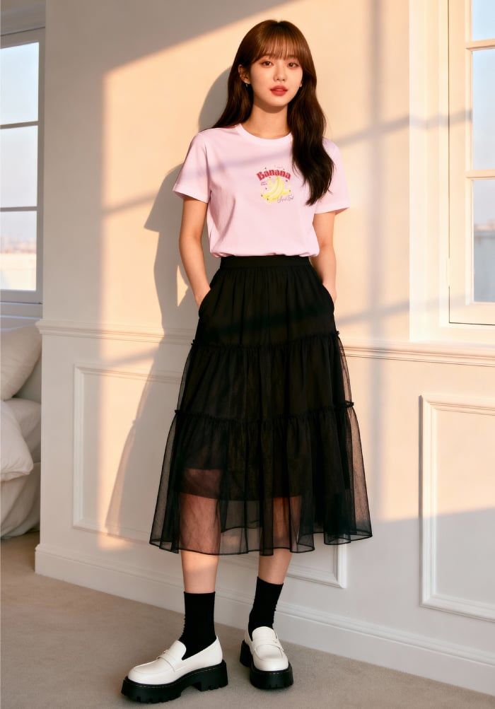 Áo thun hình in phom Baby Tee - Purely Sweet Collection - Hồng