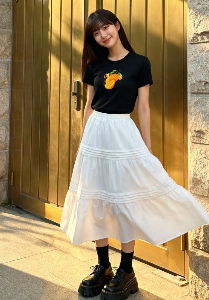 Áo thun hình in phom Baby Tee - Purely Sweet Collection - Đen