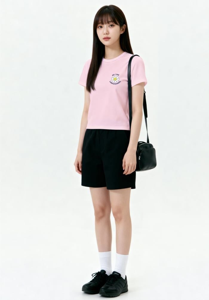 Áo thun hình in phom babytee - Sunset Garden Collection - Hồng