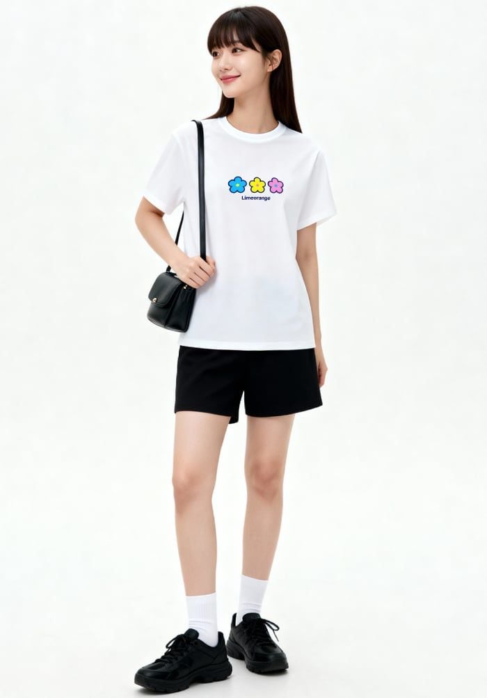 Áo thun hình in phom babytee - Sunset Garden Collection - Trắng