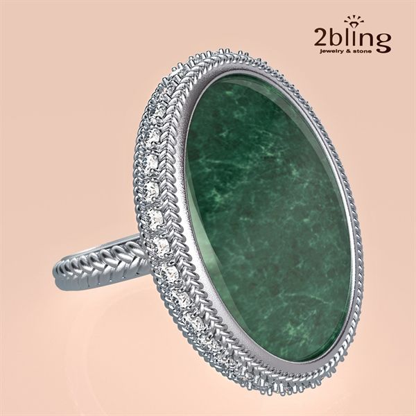  Nhẫn Thiết Kế Oval - Đá Jadeite - 2BJNTK64 