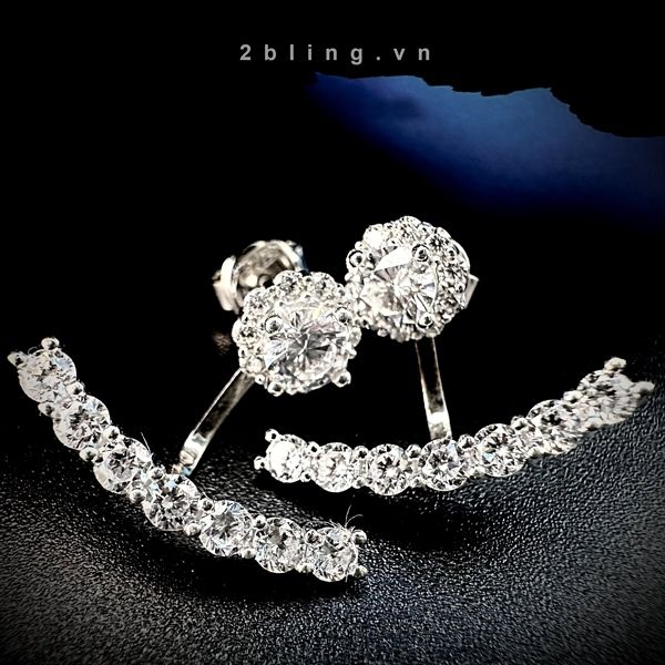  Bông tai nữ đá moissanite - 2BJB14 - Silver 