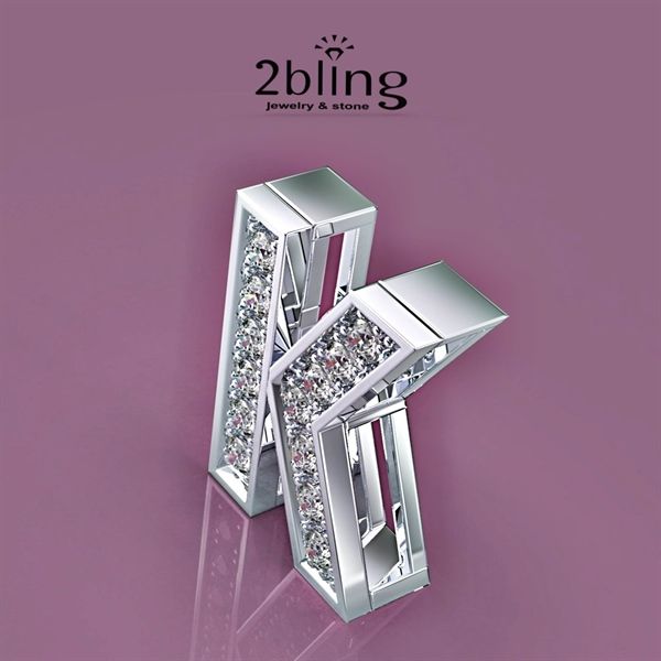  Mặt thiết kế 14k - Mặt kí tự- vàng trắng + kim cương - SP000551 