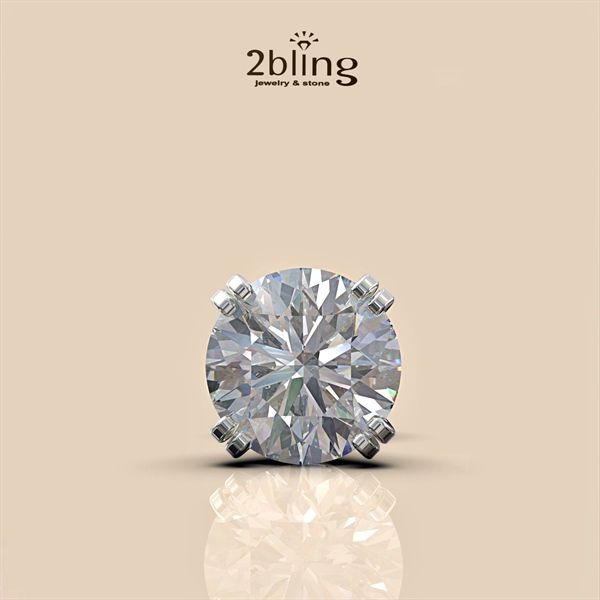  Bông tai nữ đá moissanite - 2BJB3 (7ly) - Silver (cặp) 