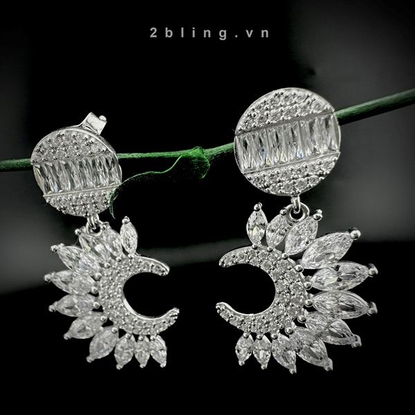  Bông tai nữ đá moissanite - 2BJB10 - Silver 