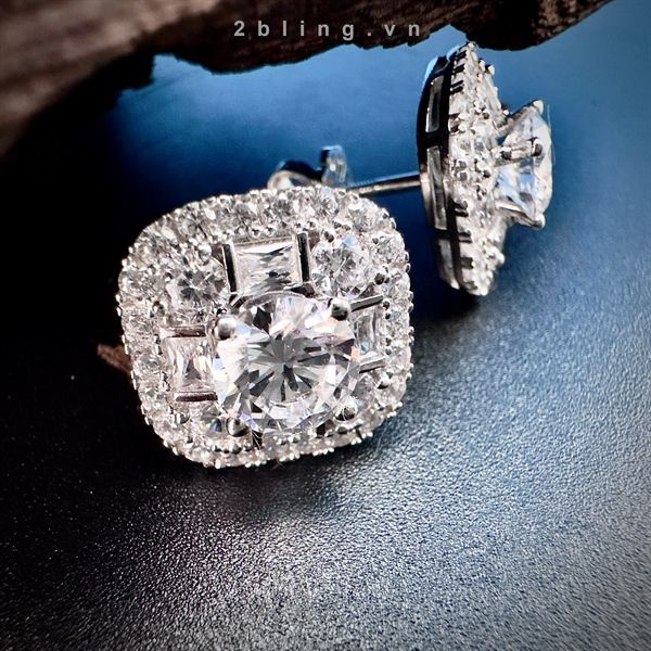  Bông tai nữ đá moissanite - 2BJB24 - Silver 