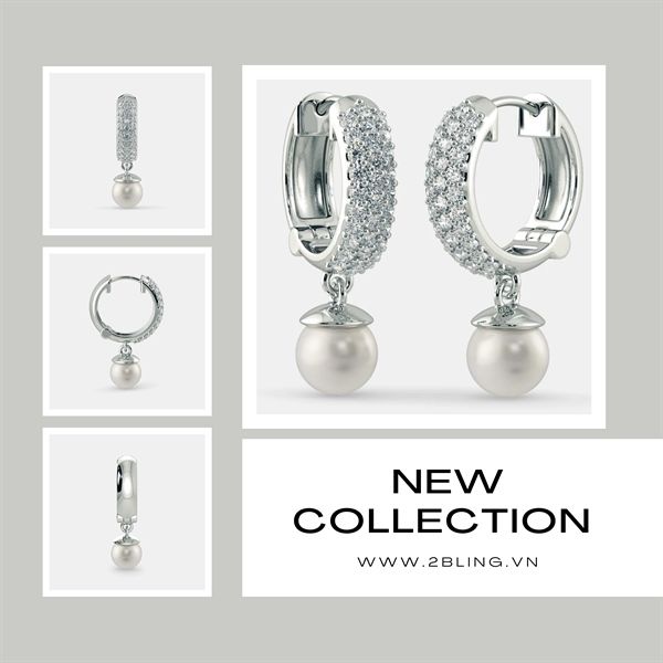  Bông tai ngọc trai + đá moissanite 