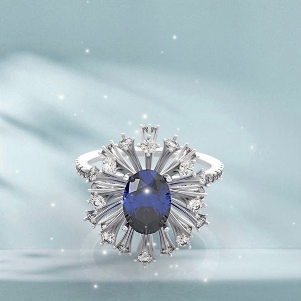  Nhẫn Thiết Kế Lolite - Đá Lolite + Đá Moissanite - 2BJNTK69 