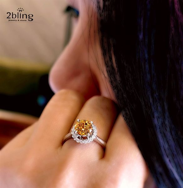  Nhẫn Thiết Kế 18K - Đá Citrine 1ly2 - 2BJNTK14 