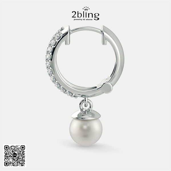  Bông tai ngọc trai + đá moissanite 