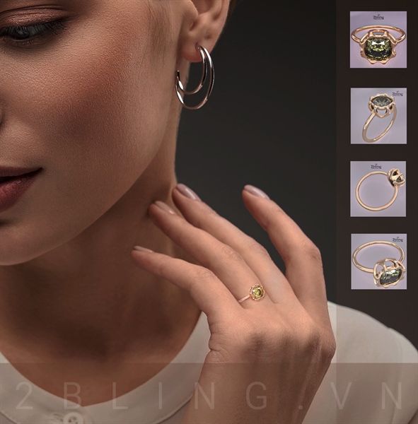  Nhẫn Thiết Kế 18K - Đá Peridot - 2BJNTK40 