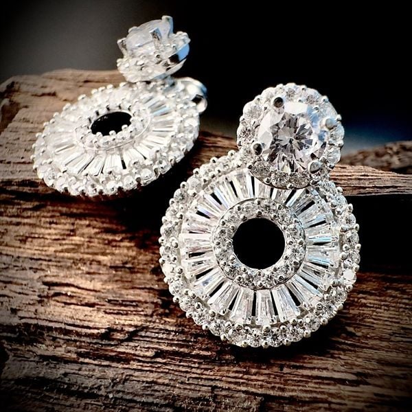  Bông tai nữ đá moissanite - 2BJB27 - Silver 