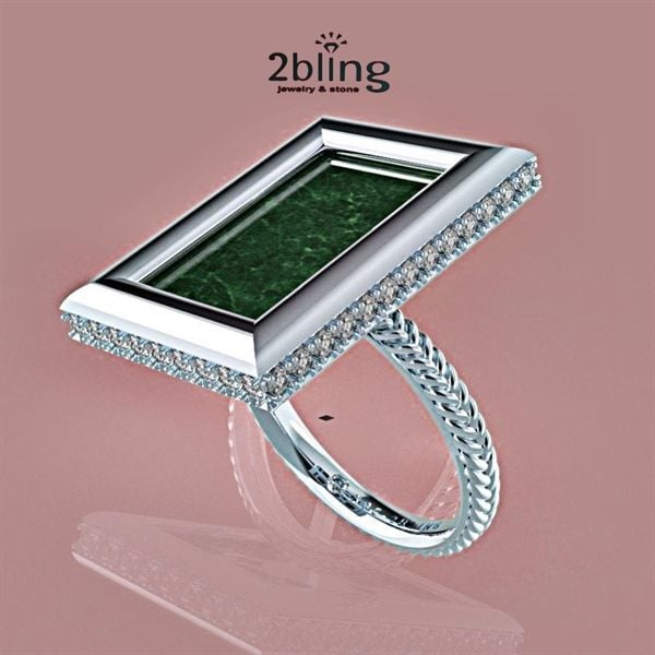  Nhẫn Thiết Kế - Đá Jadeite Vuông - 2BJNTK66 