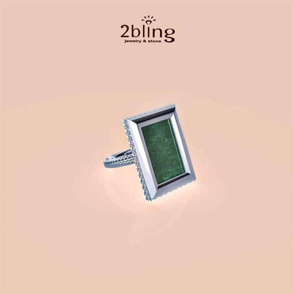  Nhẫn Thiết Kế - Đá Jadeite Vuông - 2BJNTK66 