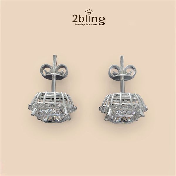  Bông tai nữ đá moissanite - 2BJB11 - Silver 