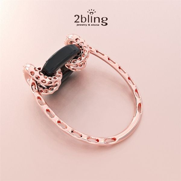  Nhẫn Thiết Kế 18K - Đá Cẩm Thạch Đen - 2BJNTK09 