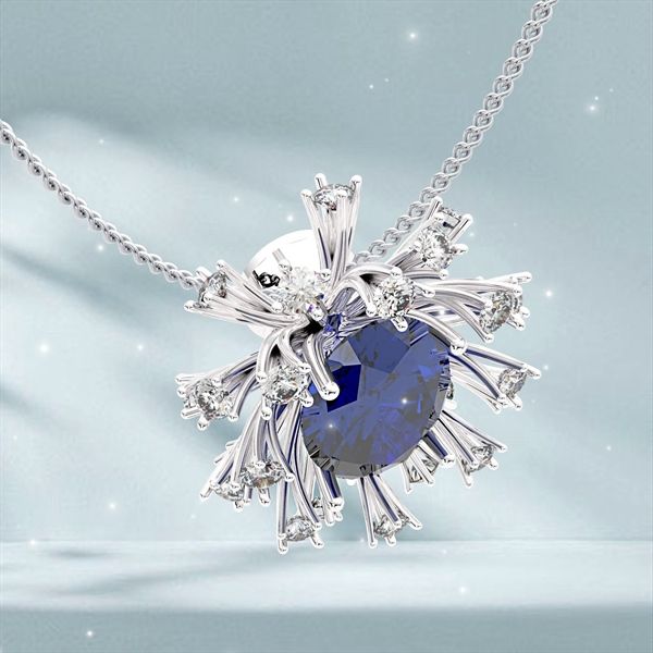  Mặt dây chuyền thiết kế Lolite - S95 + Đá Lolite + Đá Moissanite 