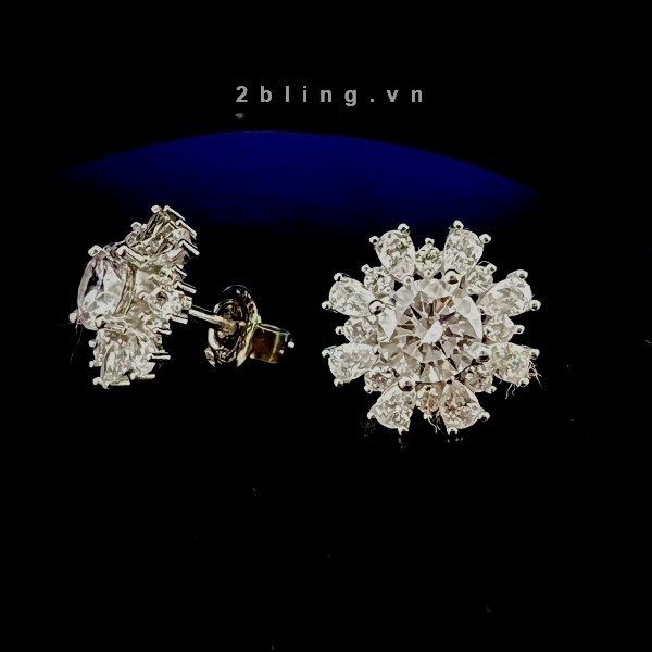  Bông tai nữ đá moissanite - 2BJB28 - Silver 