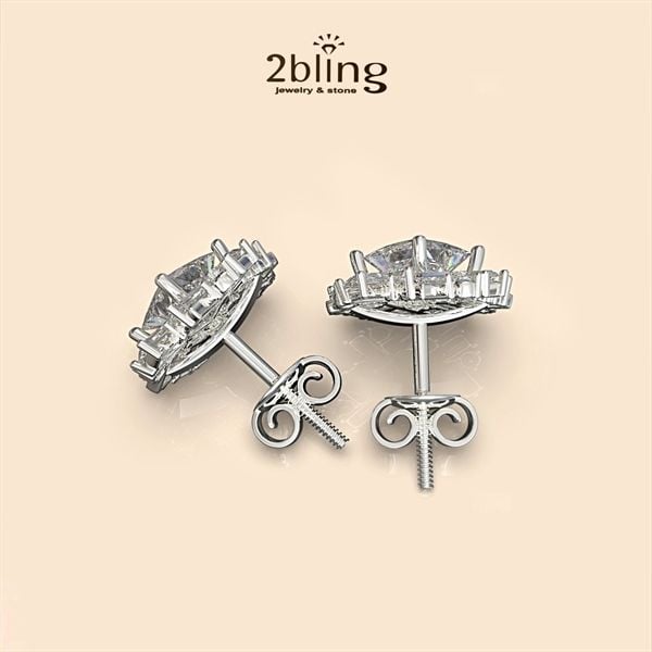  Bông tai nữ đá moissanite - 2BJB26 - Silver 