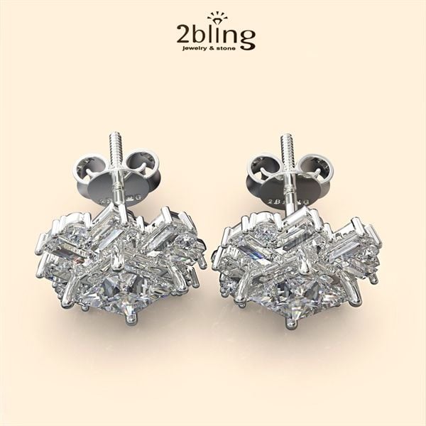 Bông tai nữ đá moissanite - 2BJB26 - Silver 