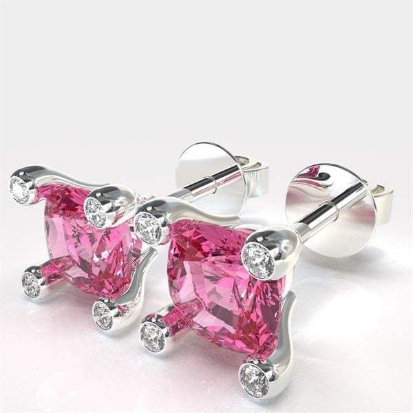  Bông tai thiết kế - S95 + Đá Garnet Hồng 