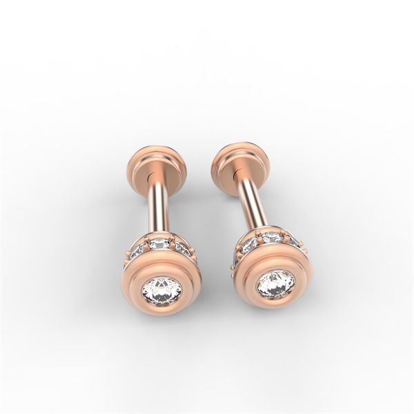  Bông tai thiết kế XO - S95 + Đá GARNET hồng 