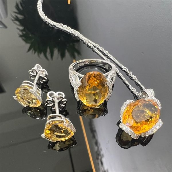  Bộ BANA - Vàng 14k + đá moi + đá citrine 