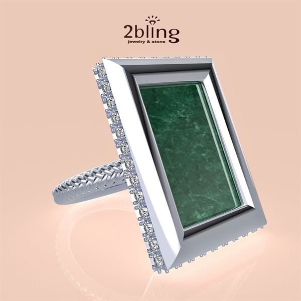  Nhẫn Thiết Kế - Đá Jadeite Vuông - 2BJNTK66 