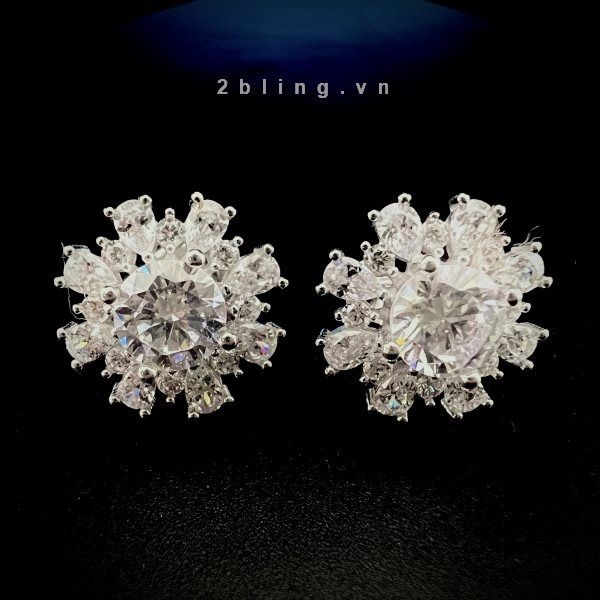  Bông tai nữ đá moissanite - 2BJB28 - Silver 