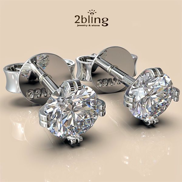  Bông tai nữ đá moissanite - 2BJB1 (4ly) - Silver 