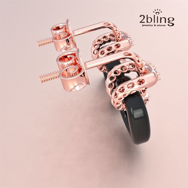  Bông tai thiết kế vàng 10k - Đá cẩm thạch đen + moissanite - SP000557 