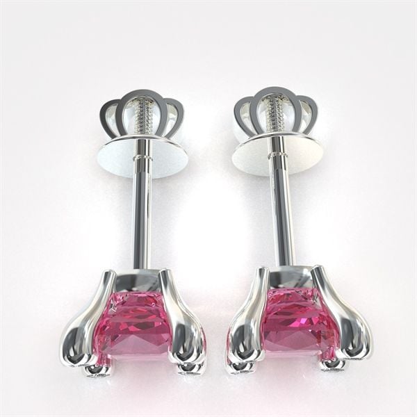  Bông tai thiết kế - S95 + Đá Garnet Hồng 