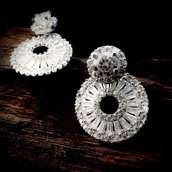  Bông tai nữ đá moissanite - 2BJB27 - Silver 