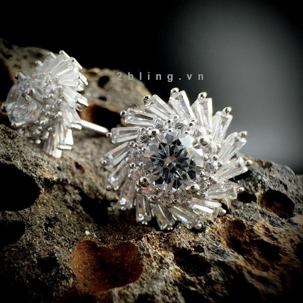  Bông tai nữ đá moissanite - 2BJB6 - Silver 