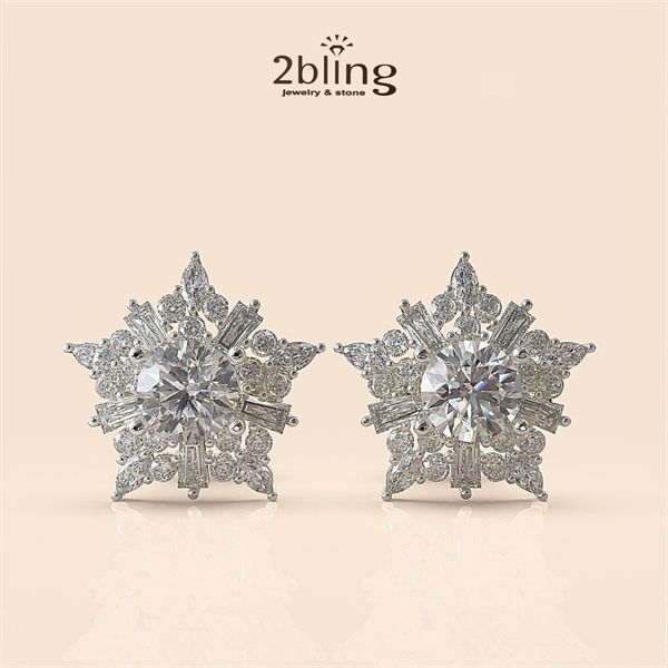 Bông tai nữ đá moissanite -2BJB9 - Silver 